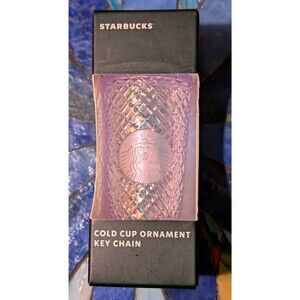 Starbucks 2022 Holiday Iridescent White Pearl Studded Cold Cup Keychain NIB